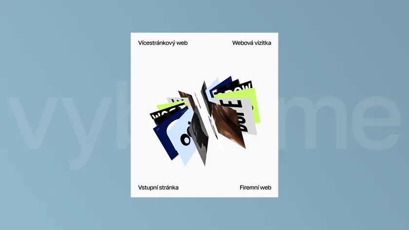 Karta s variantami webu: vícestránkový web, webová vizitka, landing page a firemní web