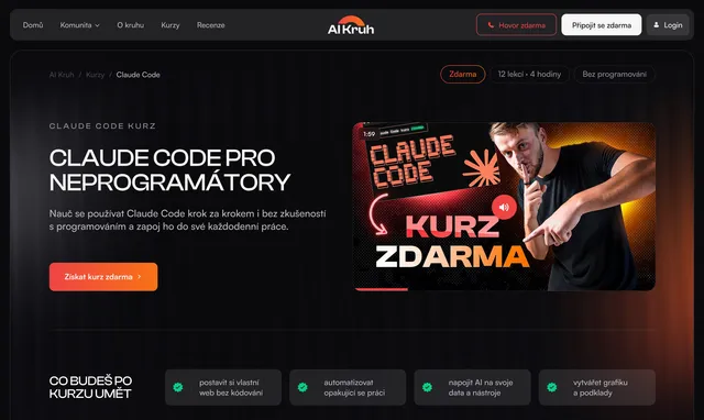 Course page “Claude Code pro neprogramátory”