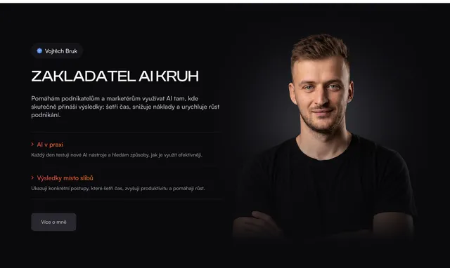 Section about the AI Kruh founder Vojtěch Bruk