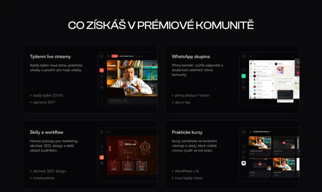 Section “Co získáš v prémiové komunitě”