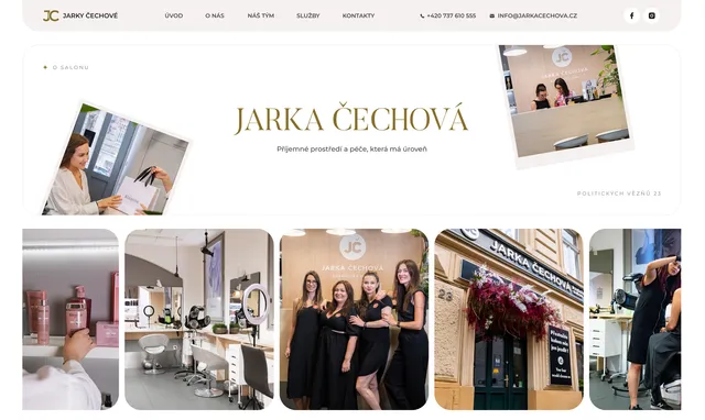 About the salon page with a gallery of the interior and team