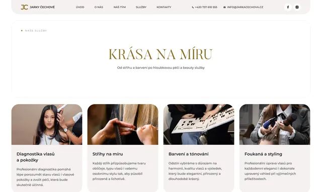 Section “Krása na míru” with service cards