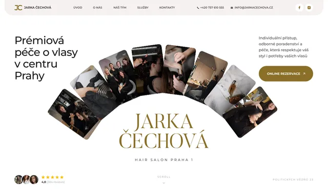 Website first screen: “Prémiová péče o vlasy v centru Prahy”