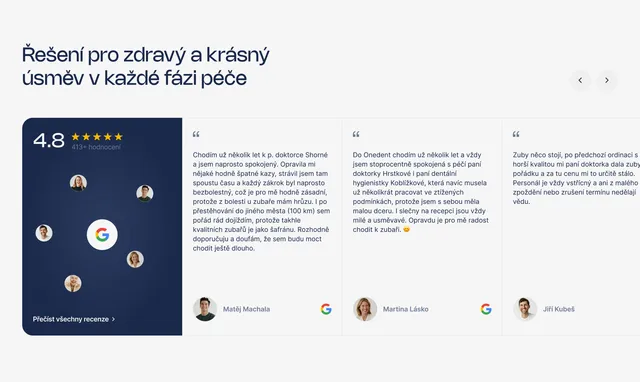 Patient reviews from Google Maps with a 4.8 rating