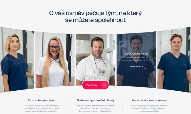 ONEDENT doctors section with links to specialists’ pages