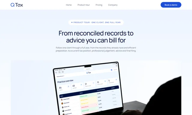 Product tour page: from reconciled records to advice