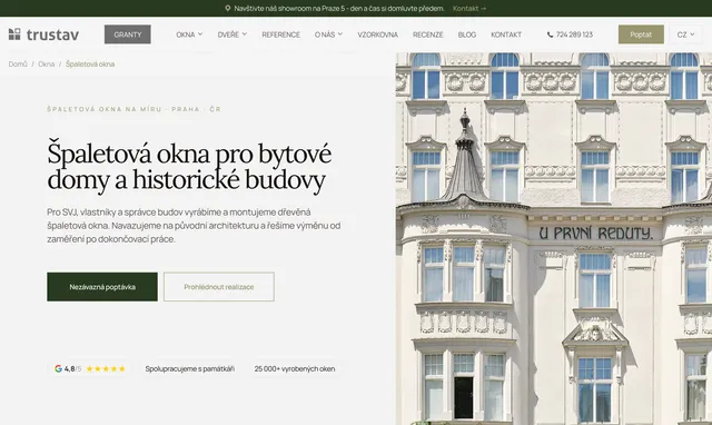 Page “Špaletová okna pro bytové domy a historické budovy”