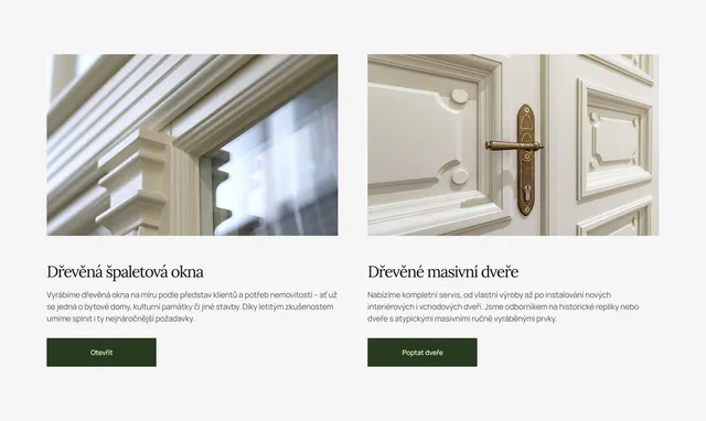 Product cards: wooden box windows and solid doors