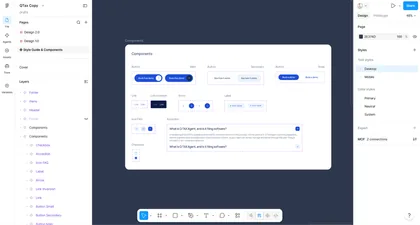 Component library in Figma: buttons, fields and cards