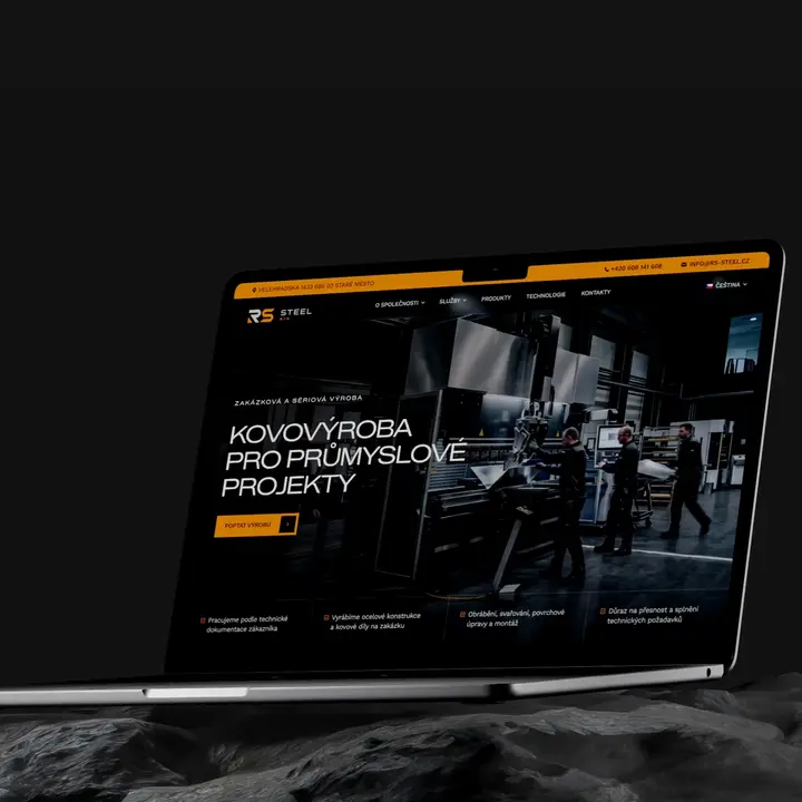 Manufacturing company corporate website on a laptop screen